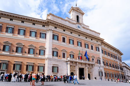 ROME  June 9 2013  Palace of the Italian Government Montecitorio in Rome during the day with visitors.のeditorial素材