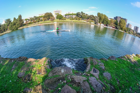 ROME  November 8 2014  The sport of rowing on the lake Eur in Rome pastime of many visitors of the place.のeditorial素材