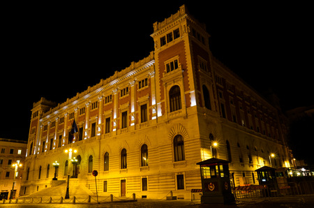 Night shot of the Palace of the Italian Parliament in Romeのeditorial素材