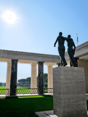 NETTUNO  August 17, 2013  Statue of the American Military Cemetery at Nettuno, Rome province, in Italy.のeditorial素材