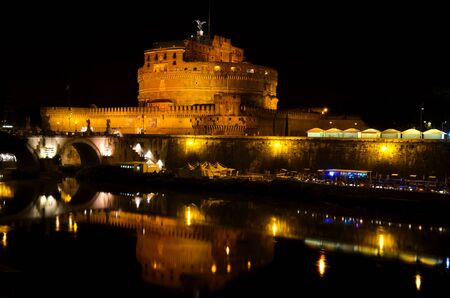 ROME  August 27, 2011  Night version of Castle St. Angel in Rome, religious monument near the Vatican, in Italy.のeditorial素材