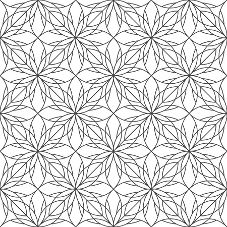 Overlapping lines black and white modular floral patternのイラスト素材