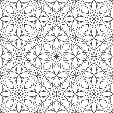 Overlapping geometrical shapes black and white floral patternのイラスト素材
