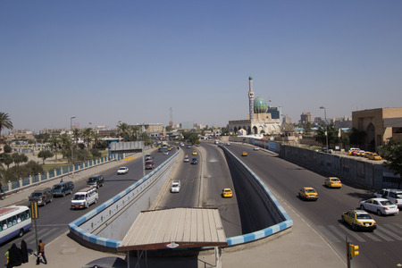 Picture of street and tunnel area Al Alawi In the city center of Baghdad, And some passing cars.のeditorial素材