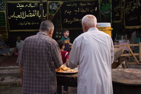 Picture of preparations processions Hosseinieh to receive pilgrims to shrines in Kadhimiya to memorize the martyrdom of Imam Musa al-Kazim.のeditorial素材