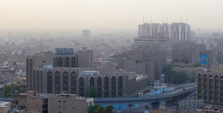 Aerial photo of the city of Baghdad, and shows where residential complexes. The city of Baghdad, capital of Iraq.のeditorial素材