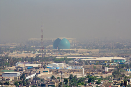 Aerial photo of the city of Baghdad, and shows where residential complexes. The city of Baghdad, capital of Iraq.のeditorial素材