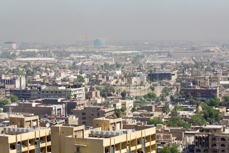 Aerial photo of the city of Baghdad, and shows where residential complexes. The city of Baghdad, capital of Iraq.のeditorial素材