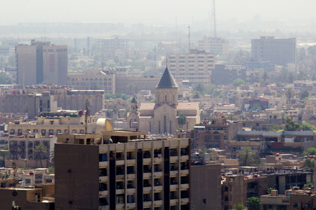Aerial photo of the city of Baghdad, and shows where residential complexes. The city of Baghdad, capital of Iraq.のeditorial素材
