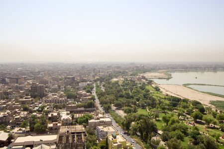 Aerial photo of the city of Baghdad, and shows where residential complexes. The city of Baghdad, capital of Iraq.のeditorial素材