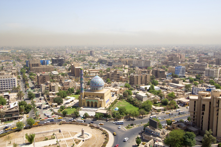 Aerial photo of the city of Baghdad, and shows where residential complexes. The city of Baghdad, capital of Iraq.のeditorial素材