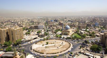 Aerial photo of the city of Baghdad, and shows where residential complexes. The city of Baghdad, capital of Iraq.のeditorial素材