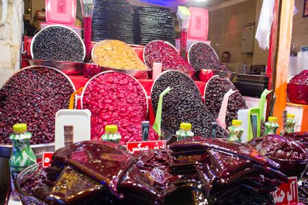 Photos of the sweets shop in the Iranian capital Tehran, The shop displays Iranian sweets, made of natural materials.のeditorial素材