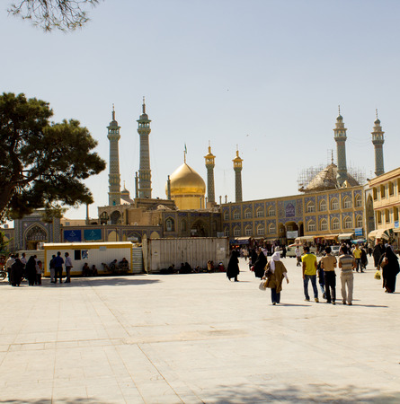 picture of the shrine of Fatima Almasomh, It is the shrine to the Shiite sect and is located in the city of Qom. And contains a huge golden dome and a number of minarets aureus and the huge doors. picture of the shrine of Fatima Almasomh, It is the shrine to the Shiite sect and is located in the city of Qom. And contains a huge golden dome and a number of minarets aureus and the huge doors.