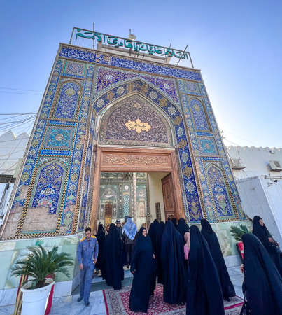Karblaa, Iraq - 10,Mar 2022: picture for imam Abaas holy shrine in Karblaa city in Iraq , and...