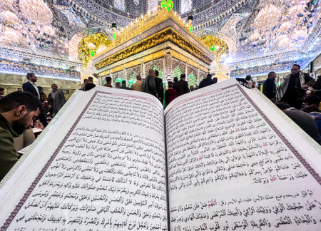 Karblaa, Iraq - 10, Mar 2022: picture for imam Mahdi holy Makkam in Karblaa city in Iraq , and...