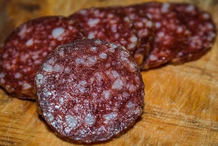 Salami smoked sausageの写真素材