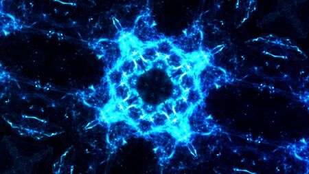 Blue glowing abstract tekustura abstraction, smoke, lines, rectangles on a black background,の写真素材