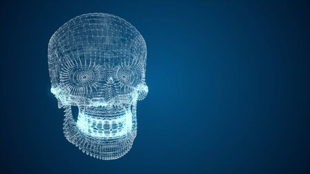 3d model of human skull of lines and points abstraction.の写真素材