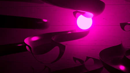 The sphere moves over surfaces. Labyrinth. Pink color. 3d illustrationの写真素材