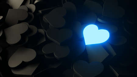Neon heart on a black background. 3d illustrationの写真素材