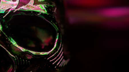 Human skull with gold accents close-up. Horror and halloween fear concept. 3d illustrationの写真素材