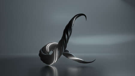 Collection Winding Alphabet. Unique twisted letters. Black gray color. Letter L. 3d Illustrationの写真素材
