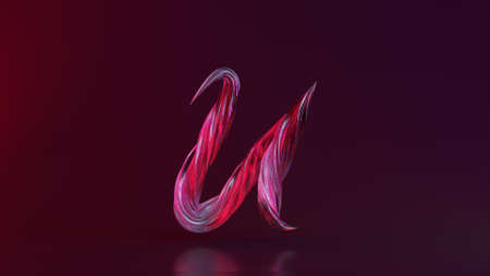 Collection Winding Alphabet. Unique twisted letters. Pink color. Letter U. 3d Illustrationの写真素材