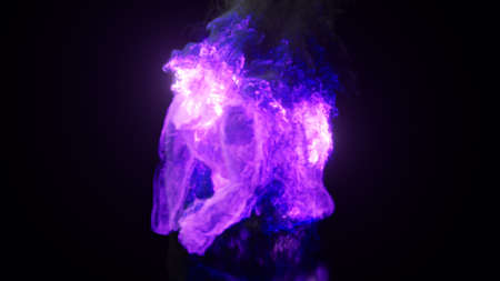 Burning Collection. Fire takes the form of animals. Running gorilla. 3d Illustrationの写真素材