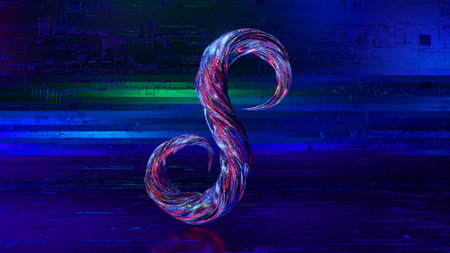Collection Winding Alphabet. Unique twisted letters. Blue. Letter S. 3d Illustrationの写真素材
