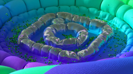 The inflatable logo emerges from a smooth blue turquoise surface. Transparent. Social media. High quality 3d illustrationの写真素材