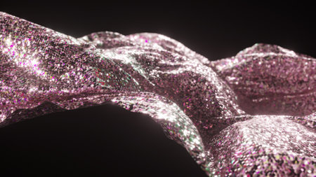 A vortex of dazzling sequins fabric sparkles with vivid colors, creating an entrancing visual for 3D illustrationの写真素材
