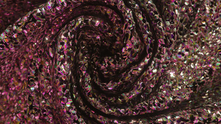 A fabric galaxy glimmers with a myriad of sequins, creating a cosmic swirl in this mesmerizing 3D...