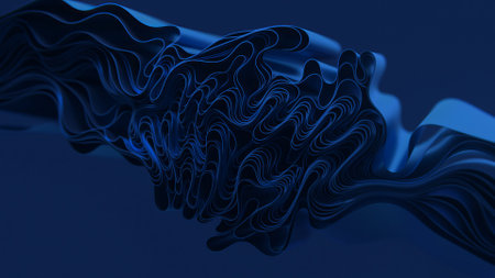Deep blue waves and swirls create a serene and fluid abstract design, evoking the depths of the...