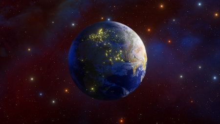 The concept of space exploration. Planet Earth on the background of space. inhabited planet. Life in...