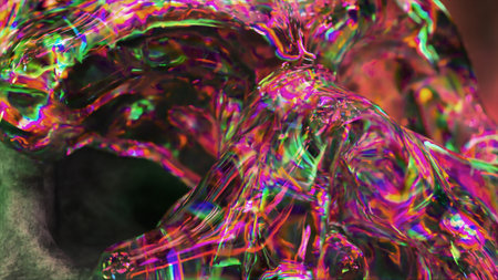 Abstract concept. Human skull becomes diamond, Neon background. Transformation. Reincarnation....