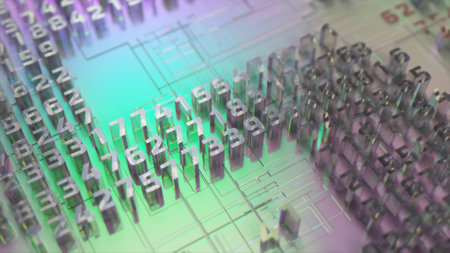 Digital dollar from numbers close-up. Payment systems. Electronic transactions. Digital currency. 3d...