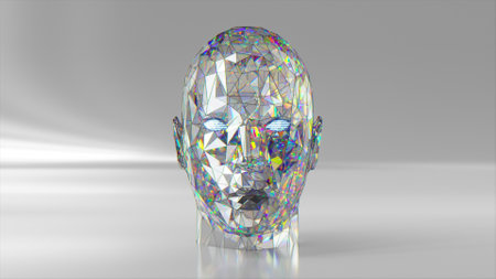 The concept of self-improvement. Diamond human face. Head. Gemstone. 3D illustration. High quality 3d illustrationの写真素材