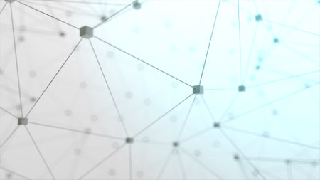 Network animation connected cube on white background. 3d illustration