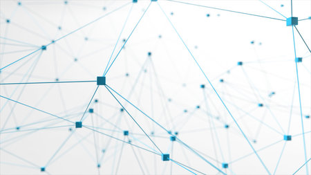 Network animation connected cube on white background. 3d illustration
