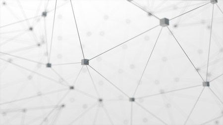 Network animation connected cube on white background. 3d illustration