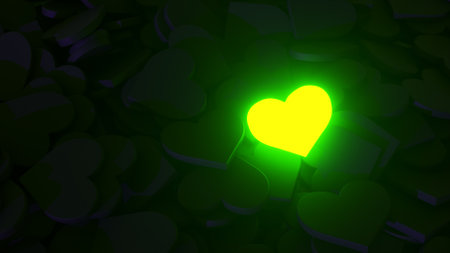 Neon heart on a black background. 3d illustration. High quality 3d illustration