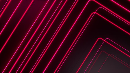 Red glowing neon lines abstract tech futuristic motion background. 3d illustrationの写真素材