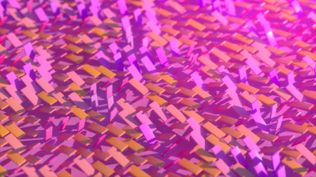 Abstract background of colorful rotating rectangles. The color changes depending on the angle of...