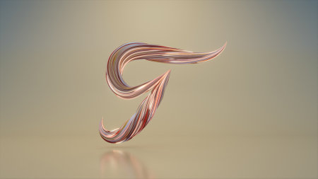 Collection Winding Alphabet. Unique twisted letters. Red pink color. Letter T. 3d Illustration. High...