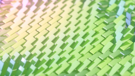 Abstract background of colorful rotating rectangles. The color changes depending on the angle of rotation. Surface of rectangles. 3d illustrationの写真素材