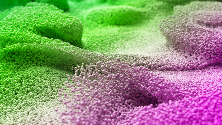 Abstract background with floating particles with depth of field. Wave with millions of particles....