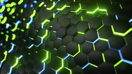 Abstract trendy sci-fi technology background with hexagonal pattern. Futuristic surface concept with...