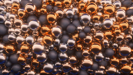 Abstract random appearance of spheres interacting with each other. Motion concept. 3d illustrationの写真素材