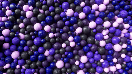 Abstract random appearance of spheres interacting with each other. Motion concept. 3d illustration